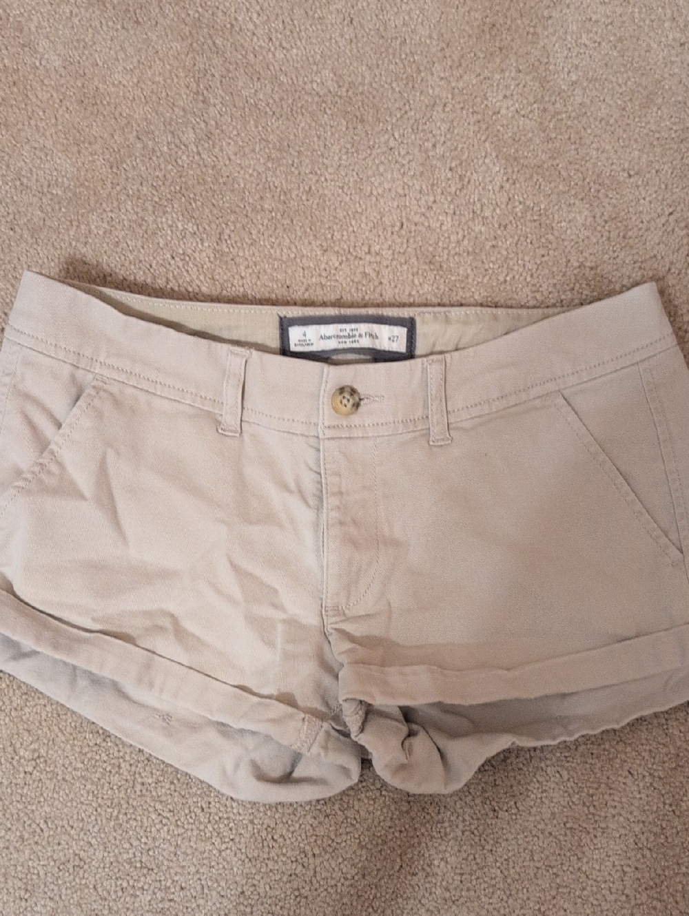Abercrombie & Fitch Khaki Rolled-Hem Cotton Shorts